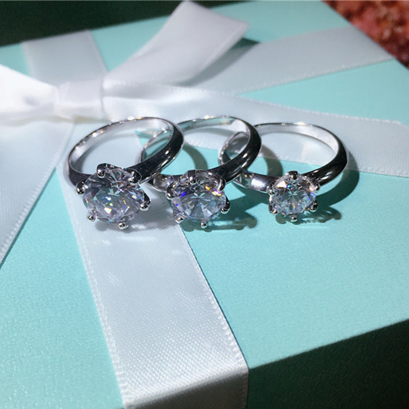 3 Carat S925 Sterling Silver Solitaire Diamond Ring