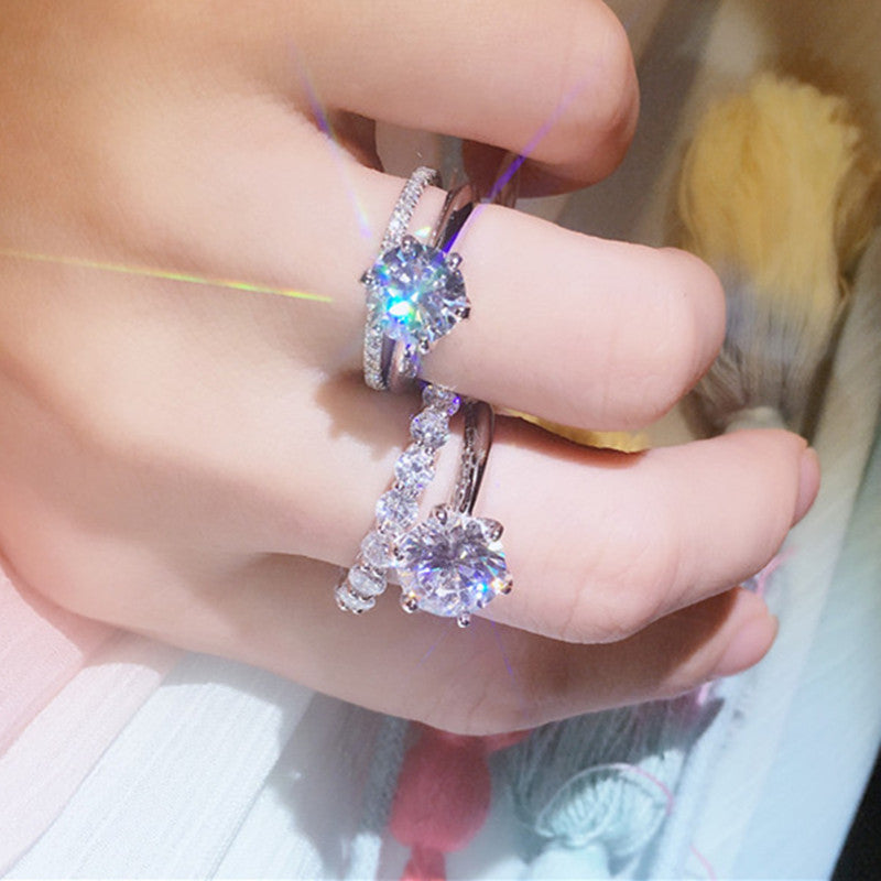 3 Carat S925 Sterling Silver Solitaire Diamond Ring