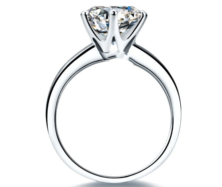 Elegant 925 Silver Gold-Plated Moissanite Ring – Six-Claw Sparkle Design for Women