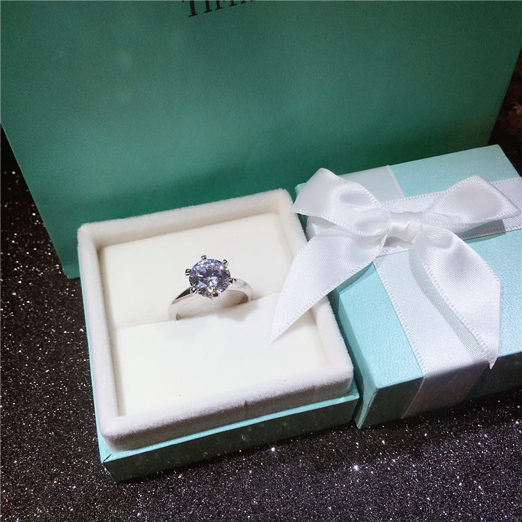 3 Carat S925 Sterling Silver Solitaire Diamond Ring