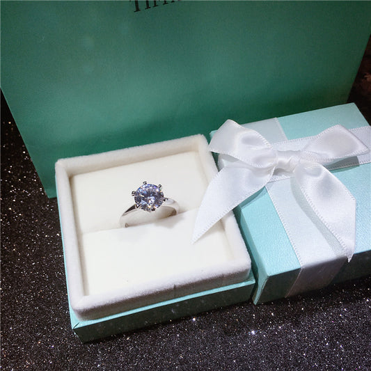 3 Carat S925 Sterling Silver Solitaire Diamond Ring