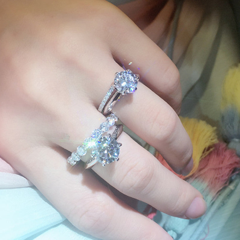 3 Carat S925 Sterling Silver Solitaire Diamond Ring