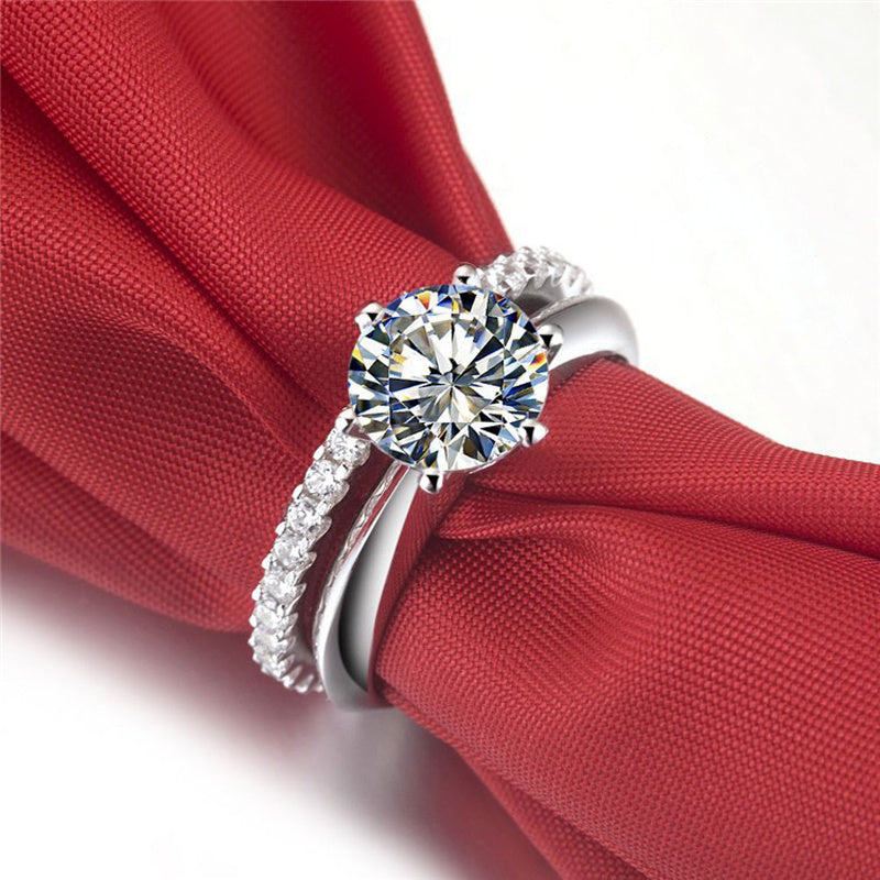Elegant 925 Silver Gold-Plated Moissanite Ring – Six-Claw Sparkle Design for Women